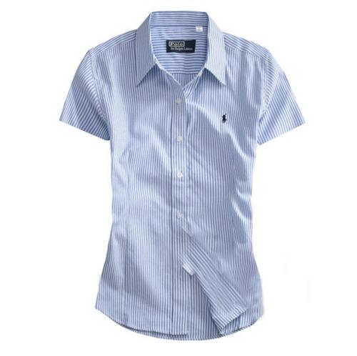 2012 women's 100% cotton short-sleeve shirt ol work wear shirt tooling blue bar