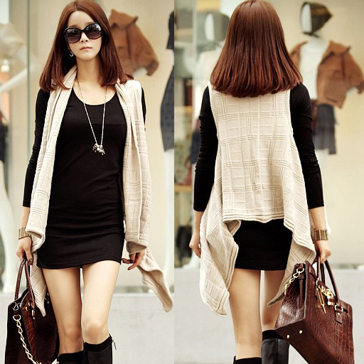 2012 women's autumn and winter crochet thick yarn rhombus sleeveless asymmetrical long design cape sweater outerwear