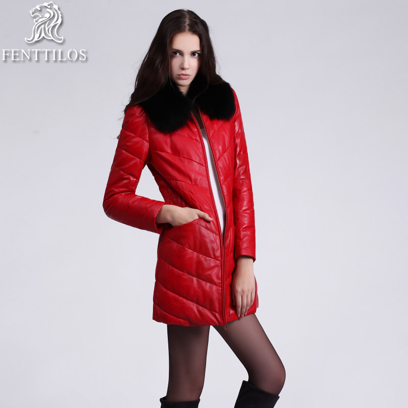2012 women's autumn and winter leather overcoat genuine leather coat medium-long down sheepskin fashion p74