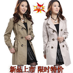 2012 women's autumn and winter outerwear double breasted medium-long slim overcoat women's trench female