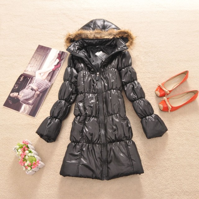 2012 women's autumn and winter pleated involucres slim long design hooded wadded jacket cotton-padded jacket - 0.55