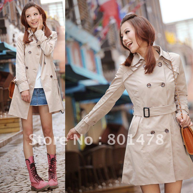 2012 women's autumn and winter trench outerwear long design slim pleated double breasted women's trench