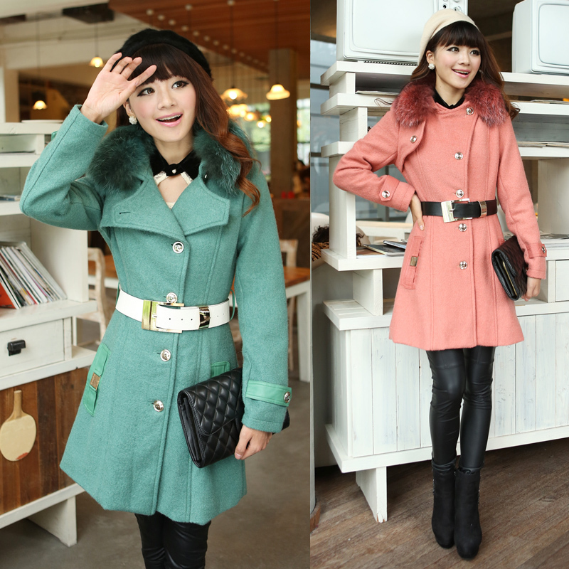 2012 women's autumn and winter wool overcoat female wool coat female medium-long thickening woolen outerwear