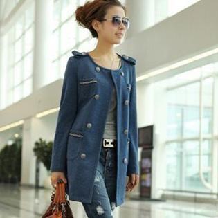 2012  women's autumn  double breasted o-neck medium-long  trench outerwear#M075