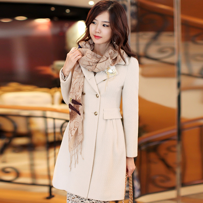 2012 Women's autumn new arrival women's wool coat outerwear slim trench medium-long coat