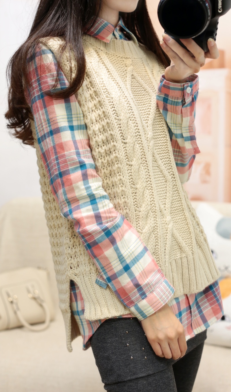 2012 women's autumn sweet preppy style brief vintage decorative pattern vest sweater outerwear