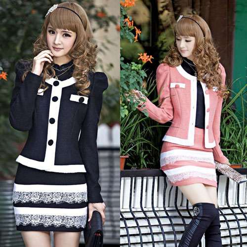 2012 women's AYILIAN winter princess gentlewomen slim wool twinset skirt