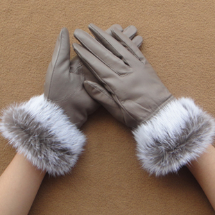 2012 women's Beaver rabbit hair mouth sheep leather gloves