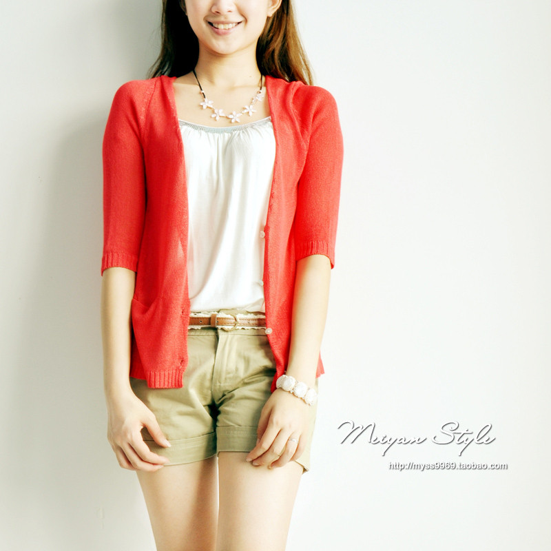 2012 women's breathable V-neck sweater q cardigan