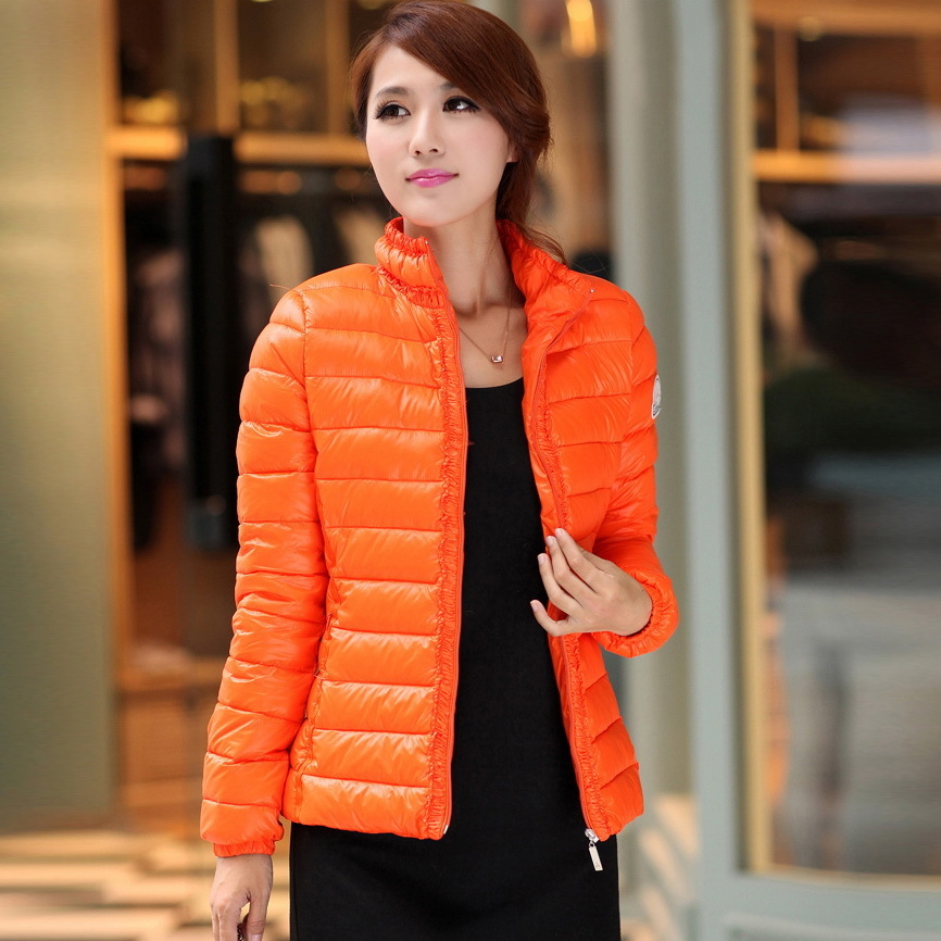 2012 women's brief slim stand collar thin short design down coat