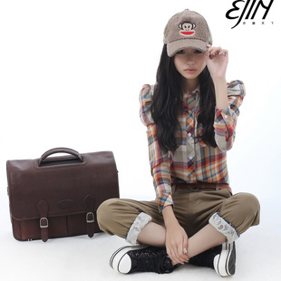 2012 women's bubble long-sleeve plaid shirt slim women's shirt
