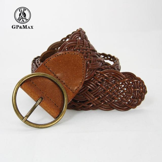 2012 women's casual fashion genuine leather cummerbund strap pin buckle cowhide knitted belt