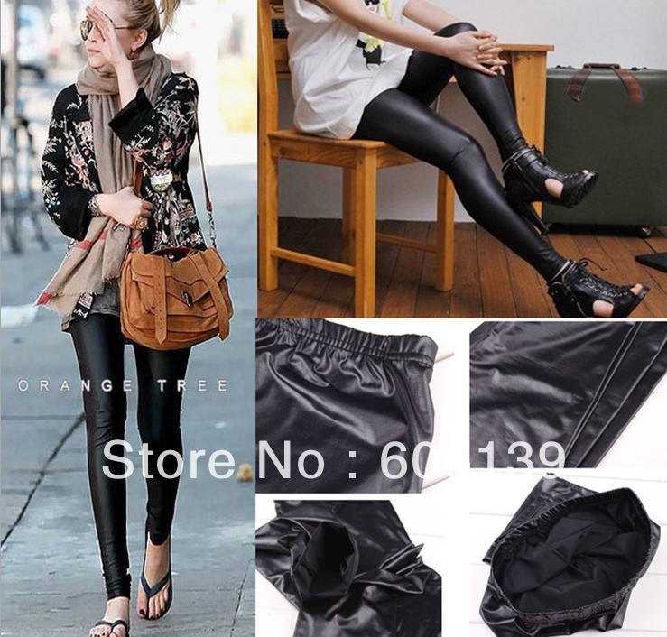 2012 Women's casual pants /matte imitation leather pants leggings 10pcs/lot  Free Shipping