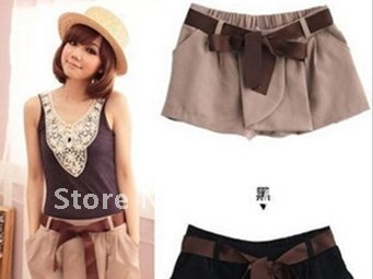 2012 women's charm summer fashion slim all-match solid color casual elastic overalls shorts with strap