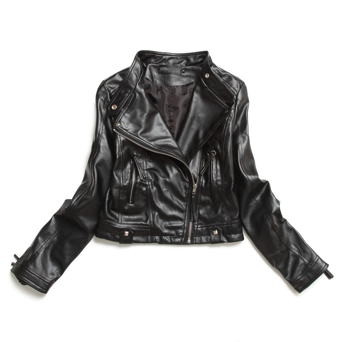 2012 women's coat PU clothing short design slim women's motorcycle leather clothing