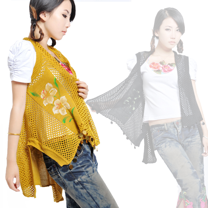 2012 women's cutout knitted air conditioning service sweet hook needle flower sweater cardigan