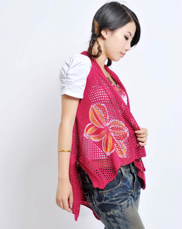 2012 women's cutout knitted air conditioning service sweet hook needle flower sweater cardigan