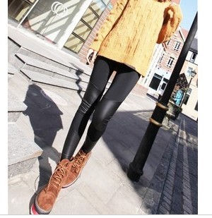 2012 women's d420b faux leather patchwork trousers ankle length trousers legging