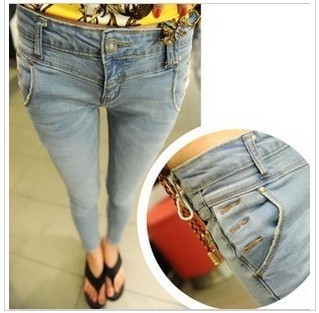 2012 women's d523 fashion slim skinny pencil pants jeans hole