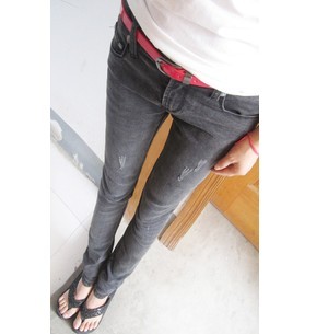 2012 women's d530 scratches elastic casual skinny pants pencil pants slim jeans