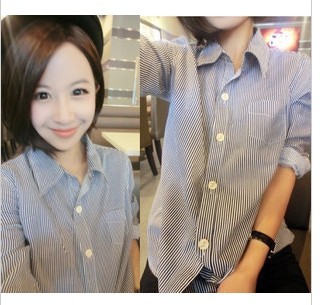 2012 women's d731 fashion elegant fine stripe ol long-sleeve all-match shirt female shirt