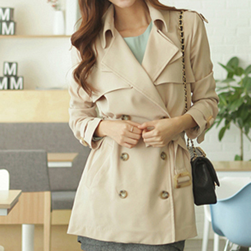 2012 women's double layer turn-down collar casual double breasted medium-long trench outerwear long-sleeve