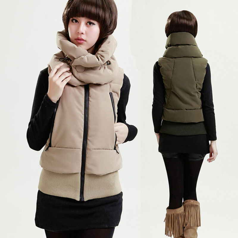 2012 women's down cotton vest outerwear female down cotton vest muffler scarf