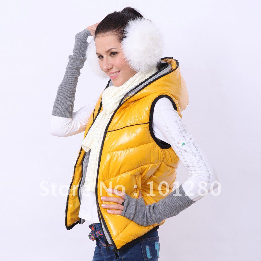 2012 women's down vest female fashion lovers cotton vest Women with a hood vest clip