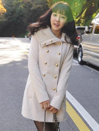 2012 women's exquisite yarn collar double breasted medium-long wool coat trench outerwear 629