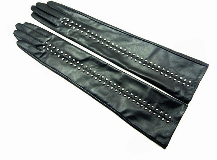 2012 women's fashion Black sheepskin genuine leather gloves/Long design gloves repair of autumn and winter/Hot sale GL1024