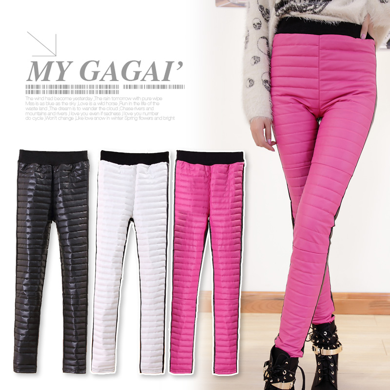 2012 women's fashion candy color thickening faux leather slim legging trousers c22
