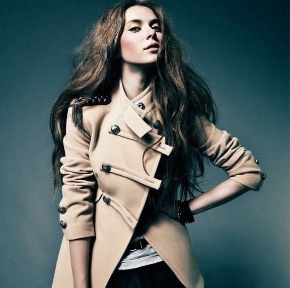 2012 Women's Fashion Double Breasted Woolen Trench Outerwear Slim Thickening Coat
