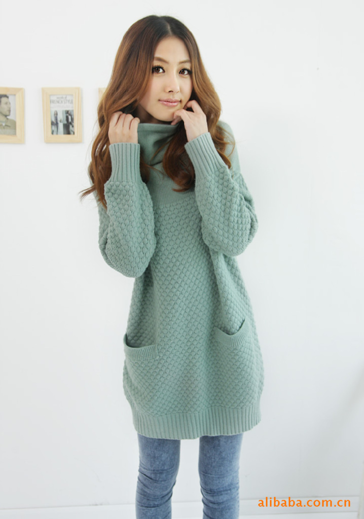 2012 women's fashion gentlewomen heap turtleneck all-match long-sleeve knitted sweater dress outerwear