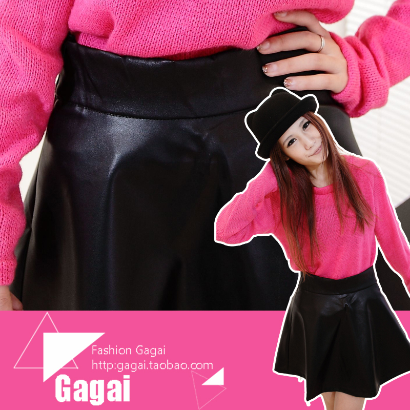 2012 women's fashion handsome fashion pleated small leather skirt short skirt bust skirt a37