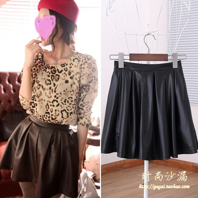 2012 women's fashion handsome fashion pleated small leather skirt short skirt bust skirt a37