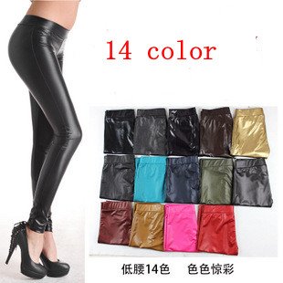 2012 women's fashion plus size matte faux leather legging mm faux leather pants female trousers