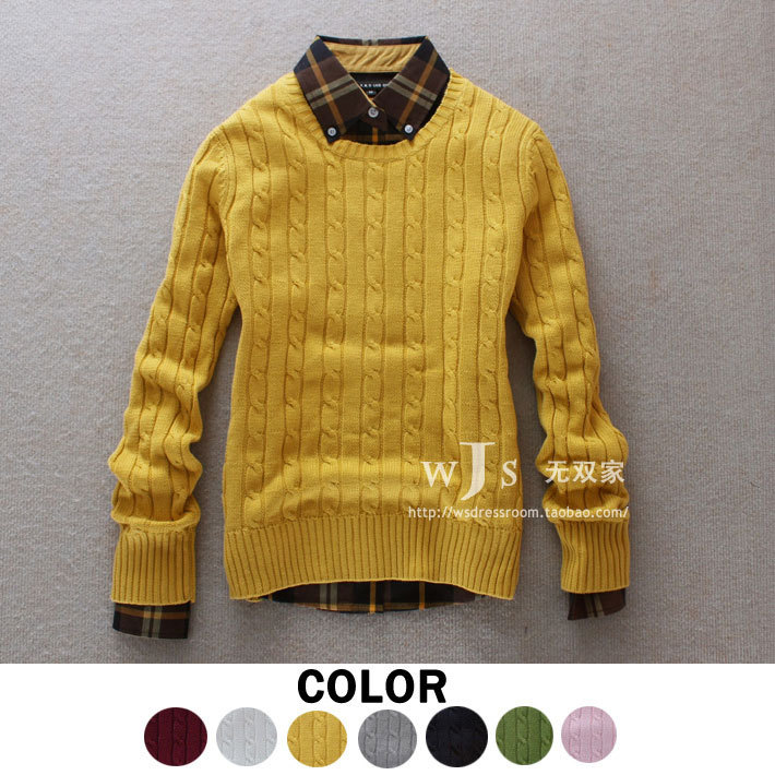 2012 women's fashion preppy style pullover sweater women's thickening twisted sweater