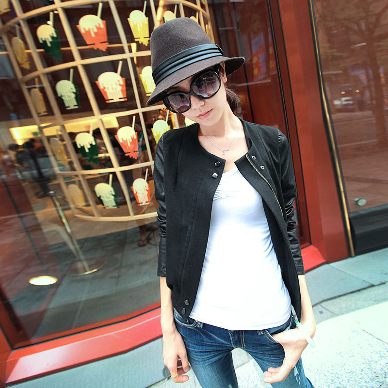 2012 women's fashion punk cool patchwork slim short jacket 9243214