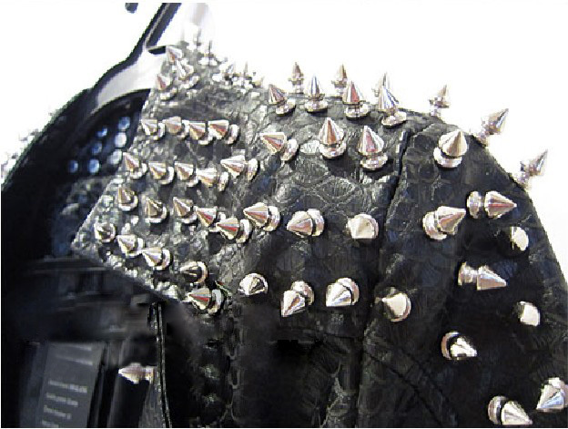 2012 Women's  Fashion PUNK  Turn-down Collar  Snakeskin Leather