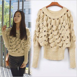 2012 Women's Fashion Sexy Solid Color Batwing Sleeve Cutout Sweater Loose Pullovers pink/apricot/black S1319 Free shipping