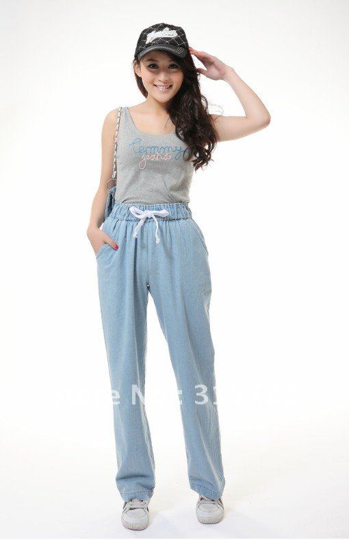2012  women's fashion straight washed low waist jeans/casual loose pants/plus size pants S,M,L,XL K-003