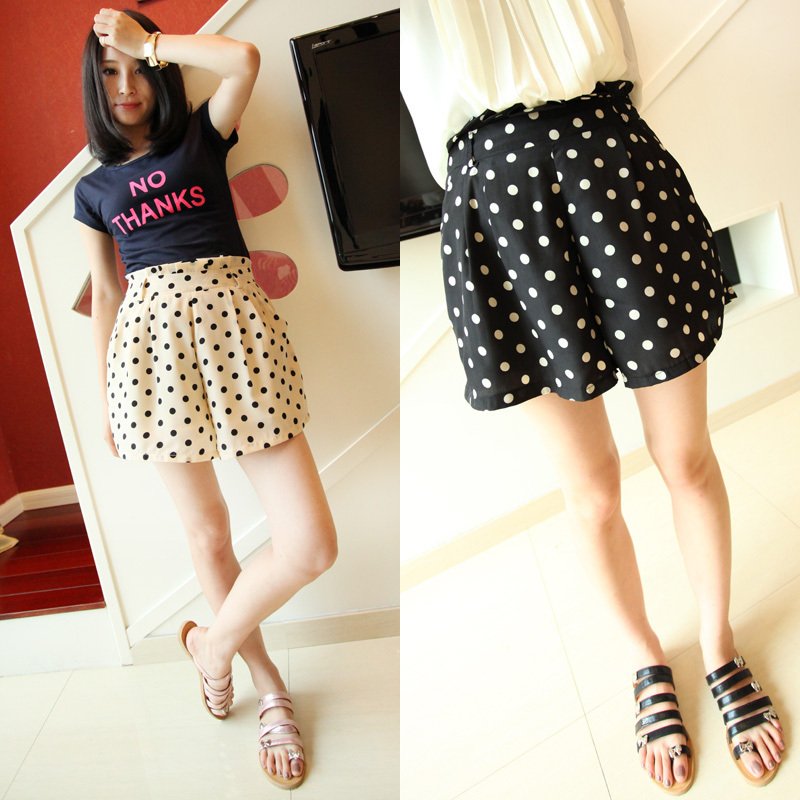 2012 women's fashion summer pleated skirt polka dot bust skirt pants shorts 4678