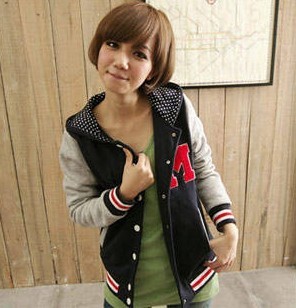 2012 women's fashion xb1 m baseball cardigan with a hood outerwear female fleece thick autumn and winter