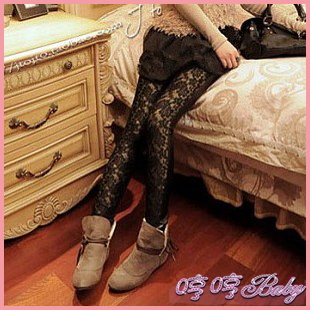 2012 women's faux leather lace patchwork cutout legging boot cut jeans
