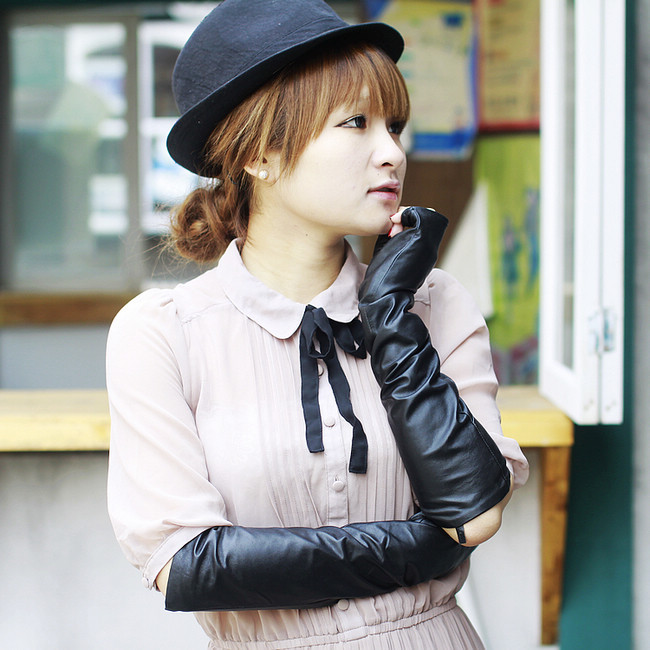 2012 women's formal dress gloves sheepskin mitring women's genuine leather gloves ultra long 40cm