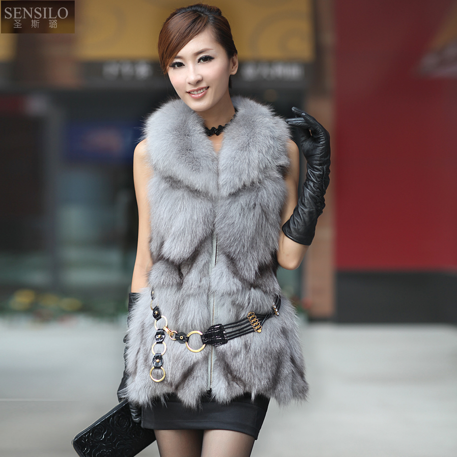 2012 women's fox fur vest fox fur coat women