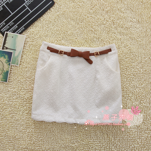 2012 women's gentlewomen leather buckle on decorative pattern ruffle slim hip skirt short skirt bust skirt