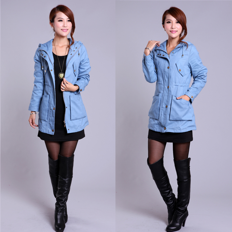 2012 women's hooded elegant thickening trench casual medium-long outerwear