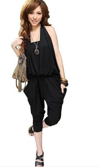 2012 ,Women's jumpsuit overall Harem pants v-neck ,Lady's Halter Design Blouse Jumpsuit Free shipping   drop