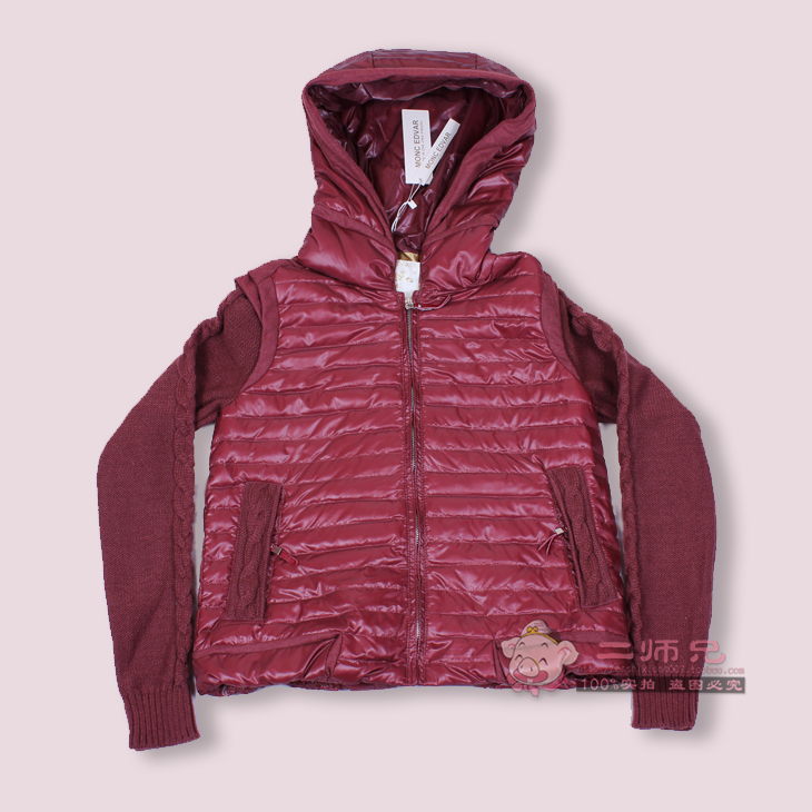 2012 women's knitted patchwork slim fashion thermal down coat outerwear female
